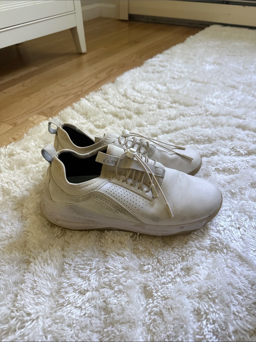 Light Cream Women's Casual Sneakers with Lace Toggle